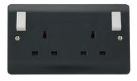 Click Mode CMA1836AG Part M 13A 2G DP Switched Safety Shutter Socket (Outboard Rockers) - Anthracite Grey