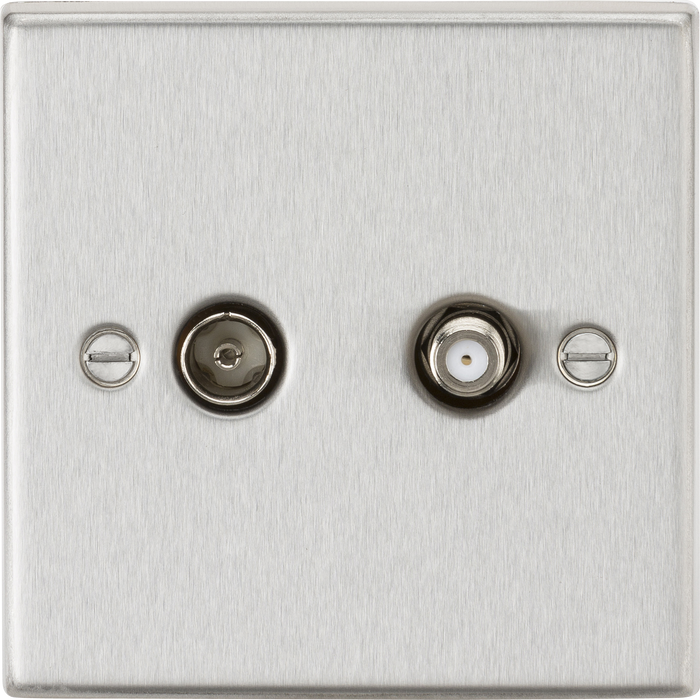 Knightsbridge CS014BC Square Edge TV & SAT TV Outlet (Isolated) - Brushed Chrome - westbasedirect.com