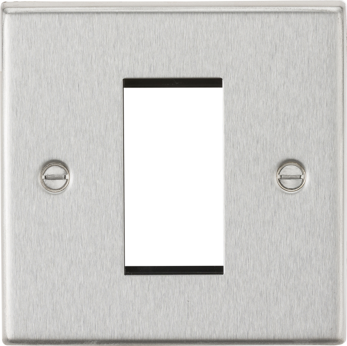 Knightsbridge CS1GBC Square Edge 1G Modular Faceplate - Brushed Chrome - westbasedirect.com