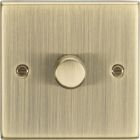 Knightsbridge CS2181AB Square Edge 1G 2 Way 10-200W Trailing Edge Dimmer - Antique Brass