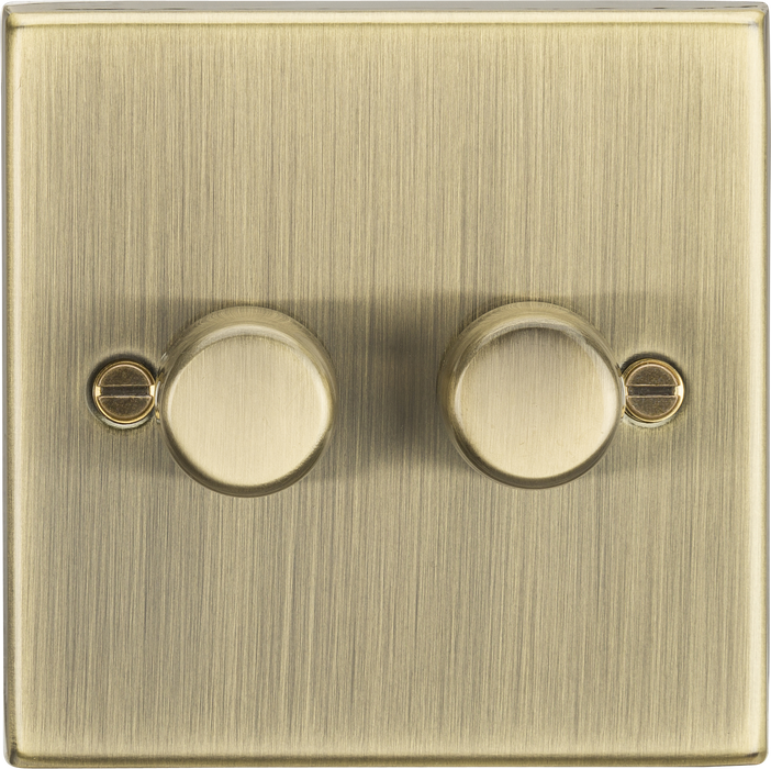Knightsbridge CS2182AB Square Edge 2G 2 Way 10-200W Trailing Edge Dimmer - Antique Brass - westbasedirect.com
