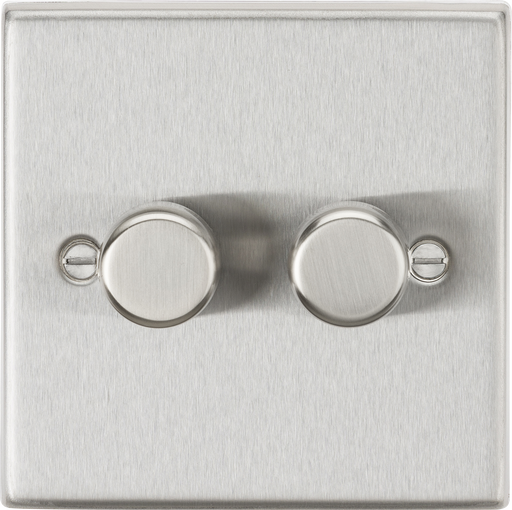 Knightsbridge CS2182BC Square Edge 2G 2 Way 10-200W (5-150W LED) Trailing Edge Dimmer - Brushed Chrome - westbasedirect.com