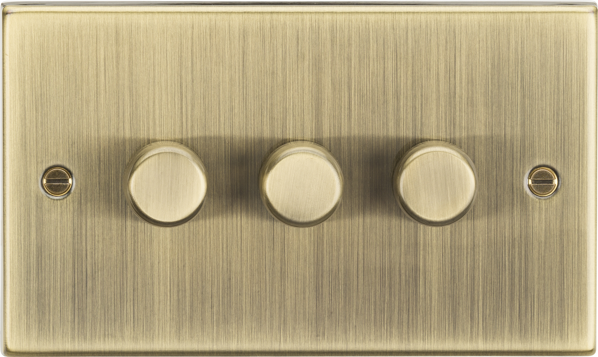 Knightsbridge CS2183AB Square Edge 3G 2 Way 10-200W Trailing Edge Dimmer - Antique Brass - westbasedirect.com
