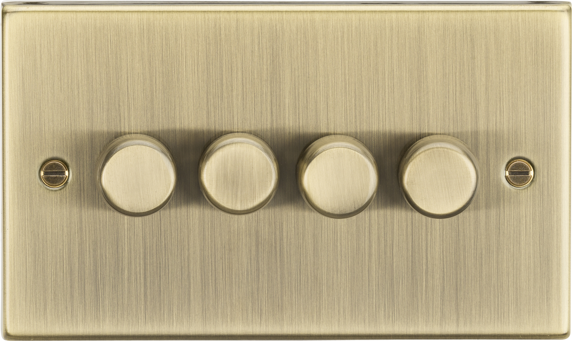 Knightsbridge CS2184AB Square Edge 4G 2 Way 10-200W Trailing Edge Dimmer - Antique Brass - westbasedirect.com