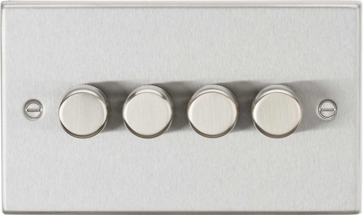 Knightsbridge CS2184BC Square Edge 4G 2 Way 10-200W (5-150W LED) Trailing Edge Dimmer - Brushed Chrome - westbasedirect.com