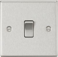 Knightsbridge CS2BC Square Edge 10AX 1G 2-Way Plate Switch - Brushed Chrome