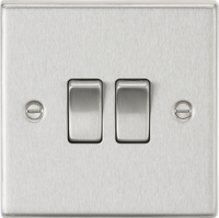 Knightsbridge CS3BC Square Edge 10AX 2G 2-Way Plate Switch - Brushed Chrome