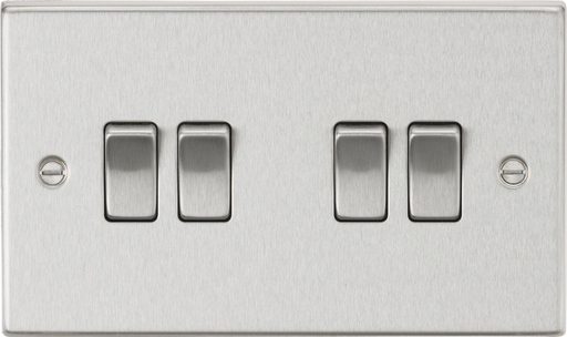 Knightsbridge CS41BC Square Edge 10AX 4G 2-Way Plate Switch - Brushed Chrome - westbasedirect.com