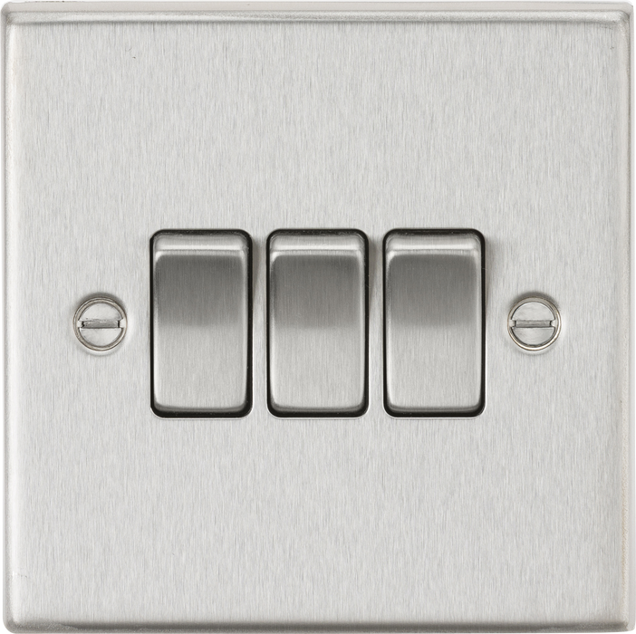 Knightsbridge CS4BC Square Edge 10AX 3G 2 Way Plate Switch - Brushed Chrome - westbasedirect.com