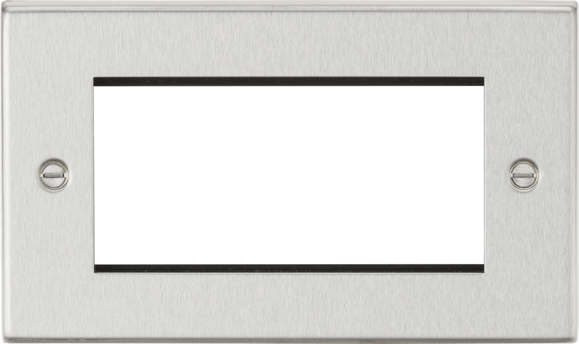 Knightsbridge CS4GBC Square Edge 4G Modular Faceplate - Brushed Chrome - westbasedirect.com