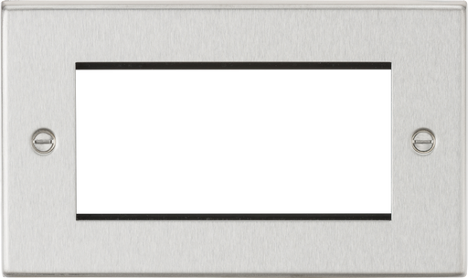 Knightsbridge CS4GBC Square Edge 4G Modular Faceplate - Brushed Chrome - westbasedirect.com