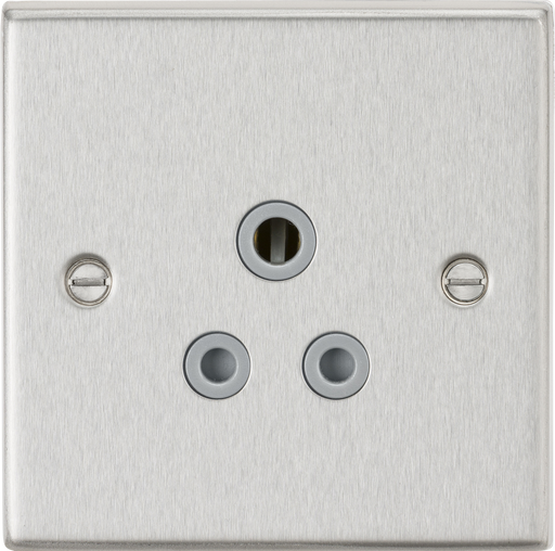 Knightsbridge CS5ABCG Square Edge 5A Unswitched Socket - Brushed Chrome + Grey Insert - westbasedirect.com