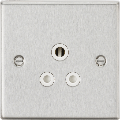 Knightsbridge CS5ABCW Square Edge 5A Unswitched Socket - Brushed Chrome + White Insert - westbasedirect.com