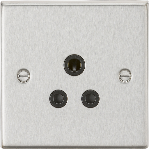 Knightsbridge CS5ABC Square Edge 5A Unswitched Socket - Brushed Chrome + Black Insert - westbasedirect.com