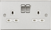 Knightsbridge CS9BCW Square Edge 13A 2G DP Switched Socket - Brushed Chrome + White Insert