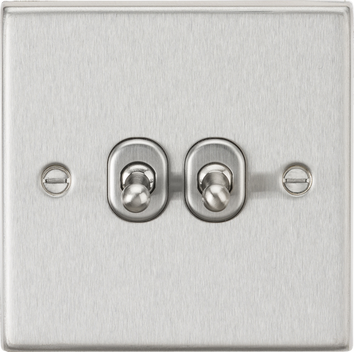 Knightsbridge CSTOG2BC Square Edge 10AX 2G 2-Way Toggle Switch - Brushed Chrome - westbasedirect.com
