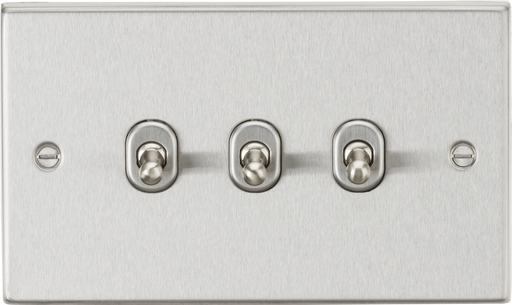 Knightsbridge CSTOG3BC Square Edge 10AX 3G 2-Way Toggle Switch - Brushed Chrome - westbasedirect.com