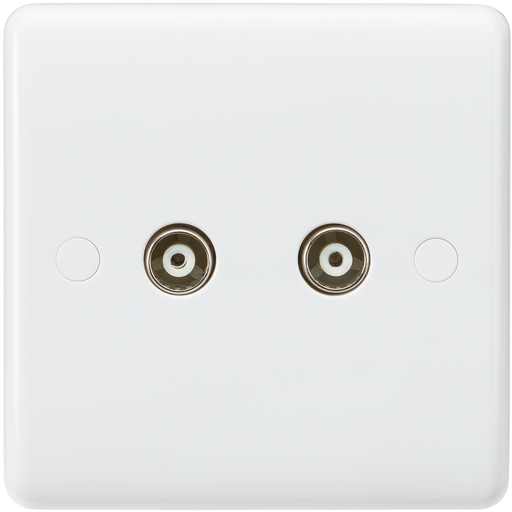 Knightsbridge CU0110 White Curved Edge Twin Coax TV Outlet (Non-Isolated) - westbasedirect.com