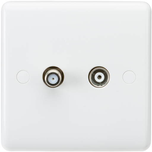 Knightsbridge CU0140 White Curved Edge Coax TV and SAT TV Outlet - westbasedirect.com