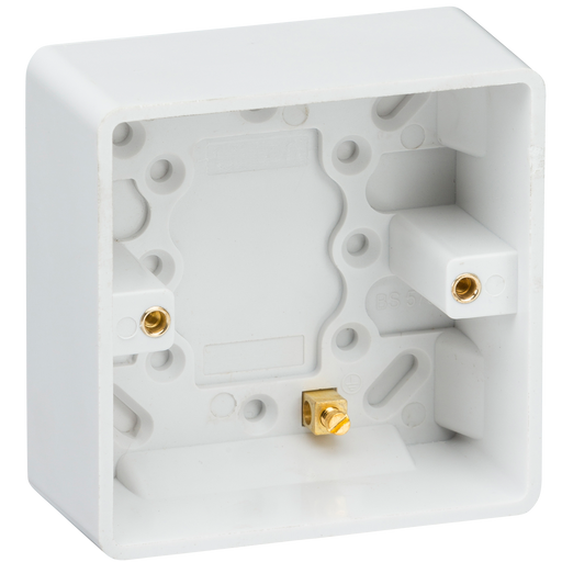 Knightsbridge CU1700 White Curved Edge Single 35mm Pattress Box + Earth - westbasedirect.com
