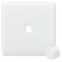 Knightsbridge CU1DIM White Curved 1G Dimmer Plate + Matching Dimmer Cap