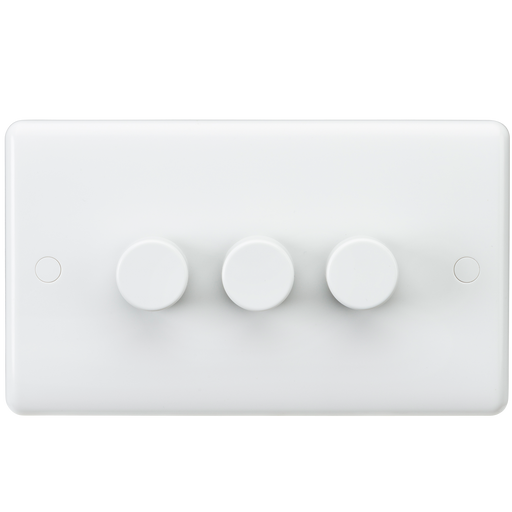 Knightsbridge CU2163 White Curved Edge 3G 40-400W Dimmer - westbasedirect.com
