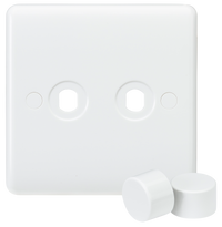 Knightsbridge CU2DIM White Curved 2G Dimmer Plate + Matching Dimmer Caps