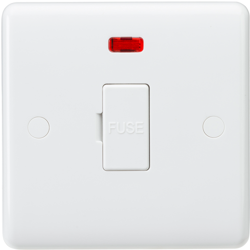 Knightsbridge CU6000N White Curved Edge 13A Fused Spur Unit + Neon - westbasedirect.com