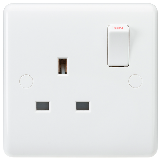 Knightsbridge CU7000 White Curved Edge 13A 1G DP Switched Socket - westbasedirect.com