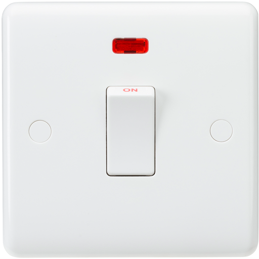 Knightsbridge CU8341N White Curved Edge 20A DP Switch + Neon - westbasedirect.com
