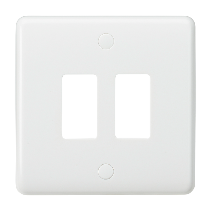 Knightsbridge CUG2 White Curved Edge 2G Grid Faceplate - westbasedirect.com