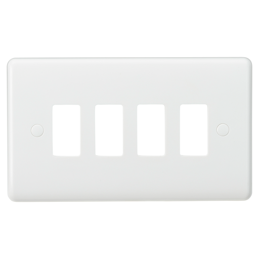 Knightsbridge CUG4 White Curved Edge 4G Grid Faceplate - westbasedirect.com