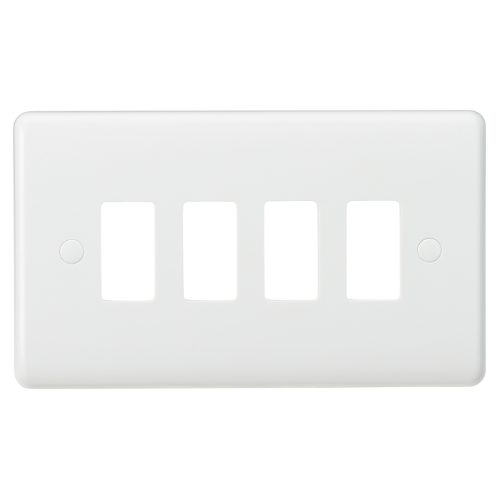Knightsbridge CUG4 White Curved Edge 4G Grid Faceplate - westbasedirect.com
