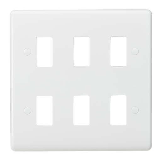 Knightsbridge CUG6 White Curved Edge 6G Grid Faceplate - westbasedirect.com