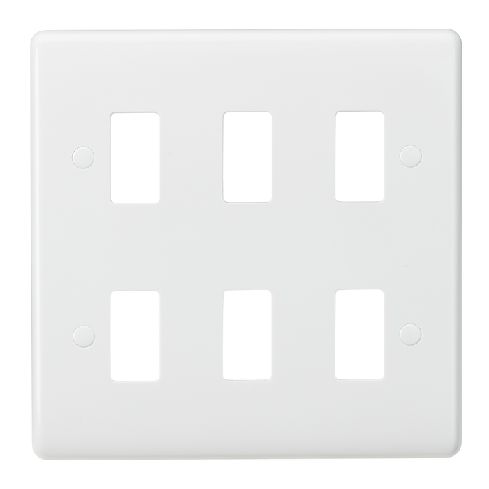 Knightsbridge CUG6 White Curved Edge 6G Grid Faceplate - westbasedirect.com