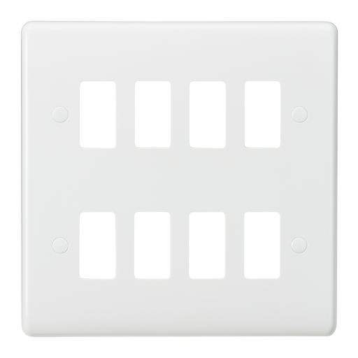 Knightsbridge CUG8 White Curved Edge 8G Grid Faceplate - westbasedirect.com