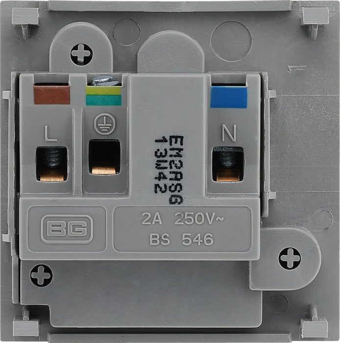 BG EM2ASG Euro Module 2A Round Pin Unswitched Socket - Grey - westbasedirect.com