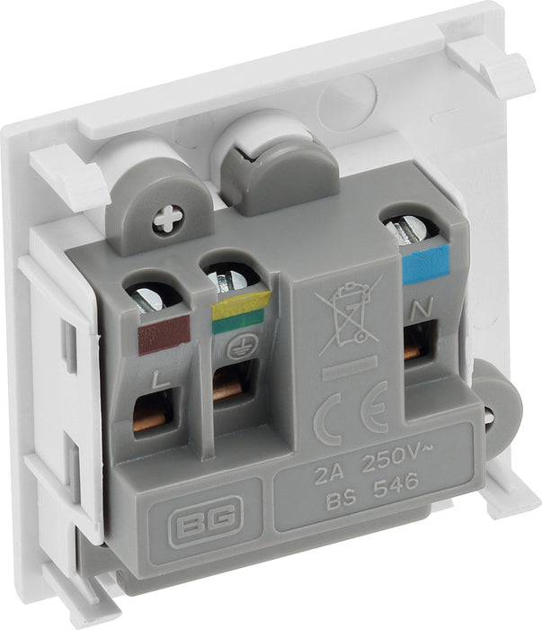 BG EM2ASW Euro Module 2A Round Pin Unswitched Socket - White - westbasedirect.com