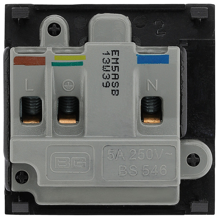 BG EM5ASB Euro Module 5A Round Pin Unswitched Socket - Black - westbasedirect.com