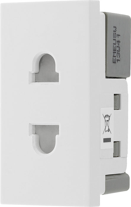 BG EMEUSW Euro Module 16A 2 Pin Unswitched Socket - White - westbasedirect.com