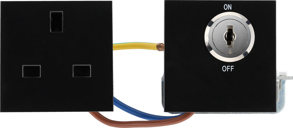 BG EMKYSWSB Euro Module 13A DP Key Controlled Switched Socket - Black - westbasedirect.com