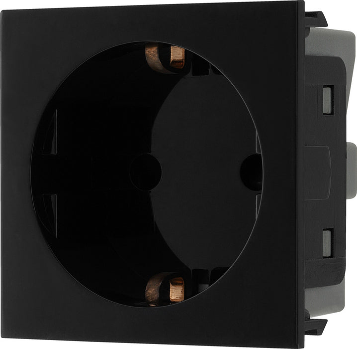 BG EMSCHSB Euro Module 16A Schuko Unswitched Socket - Black - westbasedirect.com