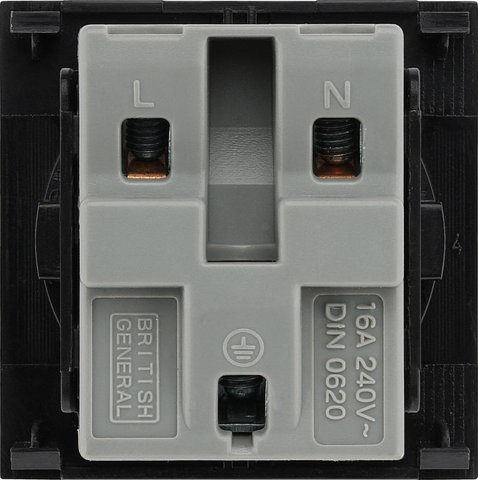 BG EMSCHSB Euro Module 16A Schuko Unswitched Socket - Black - westbasedirect.com
