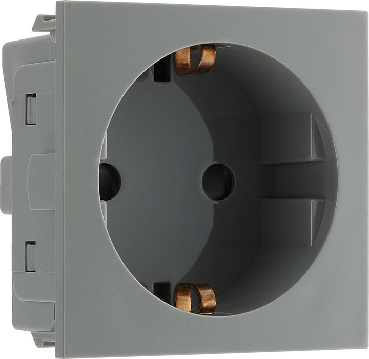 BG EMSCHSG Euro Module 16A Schuko Unswitched Socket - Grey - westbasedirect.com