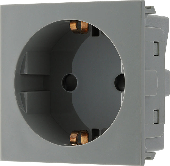 BG EMSCHSG Euro Module 16A Schuko Unswitched Socket - Grey - westbasedirect.com