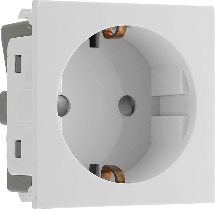 BG EMSCHSW Euro Module 16A Schuko Unswitched Socket - White - westbasedirect.com
