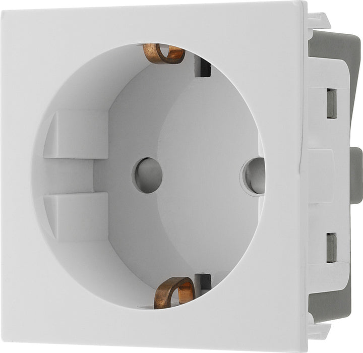 BG EMSCHSW Euro Module 16A Schuko Unswitched Socket - White - westbasedirect.com