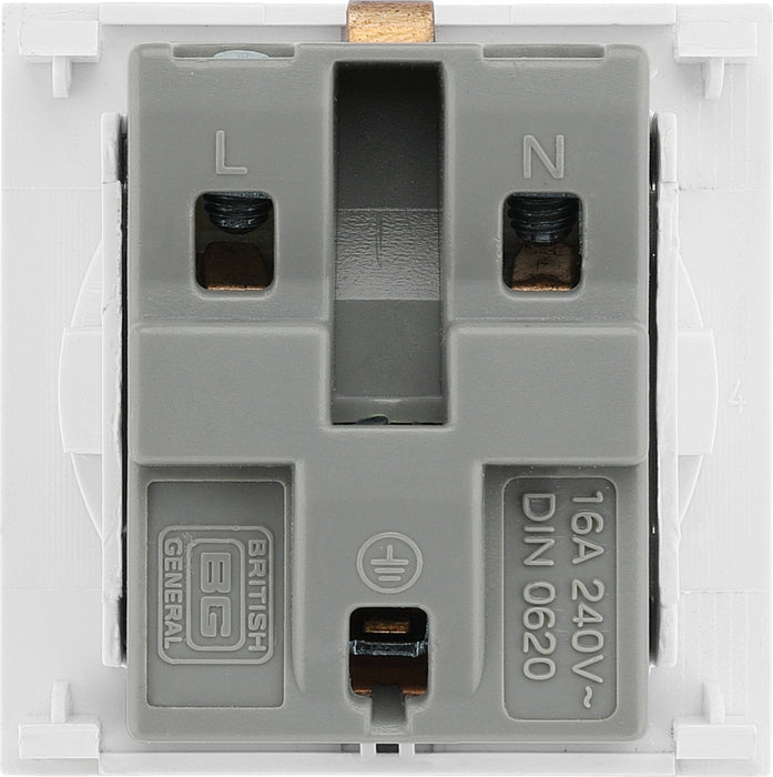 BG EMSCHSW Euro Module 16A Schuko Unswitched Socket - White - westbasedirect.com