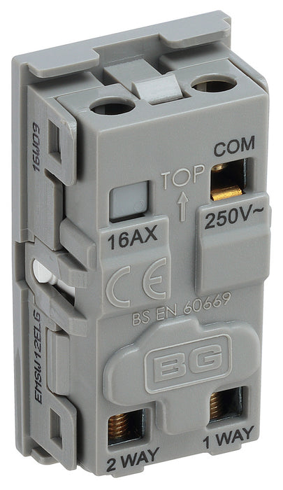 BG EMSW12ELG Euro Module 20AX 2-Way Key Switch - Grey (Emergency lighting test) - westbasedirect.com