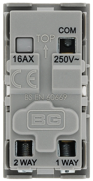 BG EMSW12ELG Euro Module 20AX 2-Way Key Switch - Grey (Emergency lighting test) - westbasedirect.com